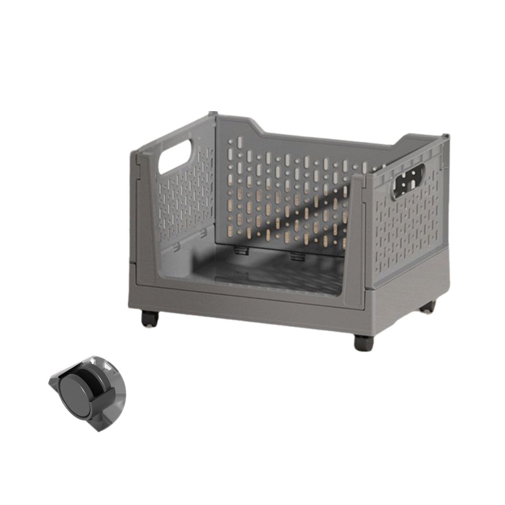 Opvouwbare plastic opbergdoos, stapelbare opbergmand met grote capaciteit, boekenmand met wielen, ruimtebesparende opbergmand op wielen voor op kantoor.: Groente