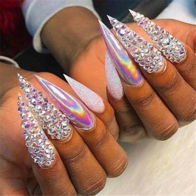1 låda glitter naglar strass multi size flat-back ab kristaller stenar 3d berlocker diy tips nagelkonst dekorationer glänsande diamanter