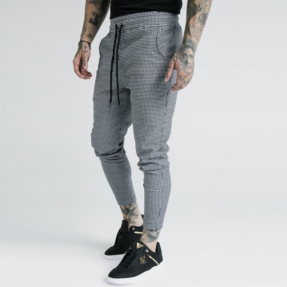 Vapaa-ajan urheilu juoksuhousut slim fit housut koko xxl 3 väriä polyesteri ruudullinen kuvio