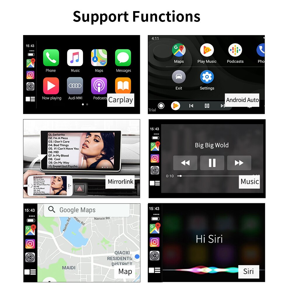 Carlinkit USB CarPlay Dongle/Android Auto para Android reproductor Multimedia Android iPhone Android teléfono inalámbrico Autokit blanco