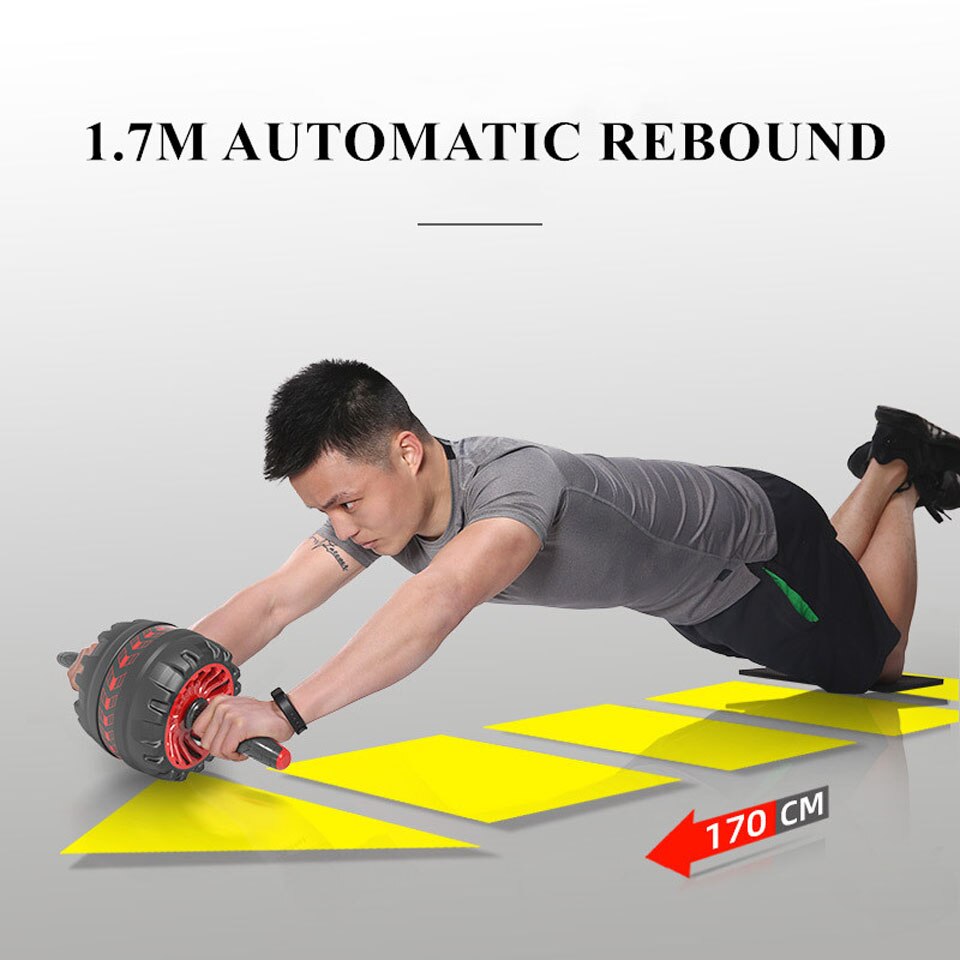 Ingen støj abdominal hjul ab rulle med matte 2 in 1 ab rulle & hoppe reb til arm talje ben træning gym fitness udstyr