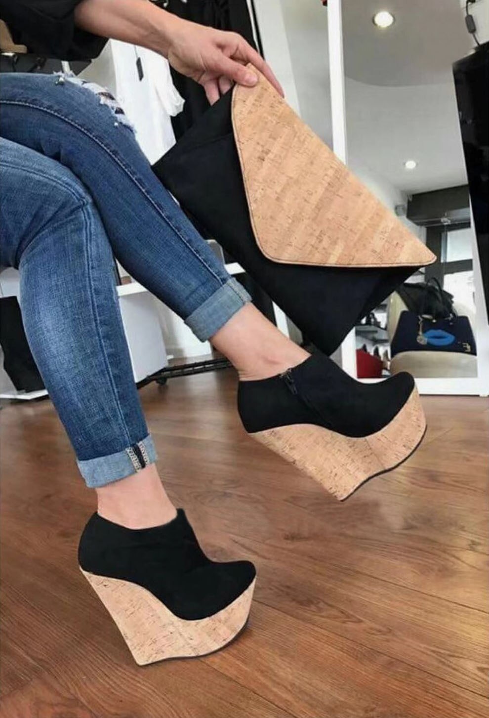 Zapatos de mujer calzado de mujer con punta redonda, vestido cómodo, cuñas concisas, tela aterciopelada sólida