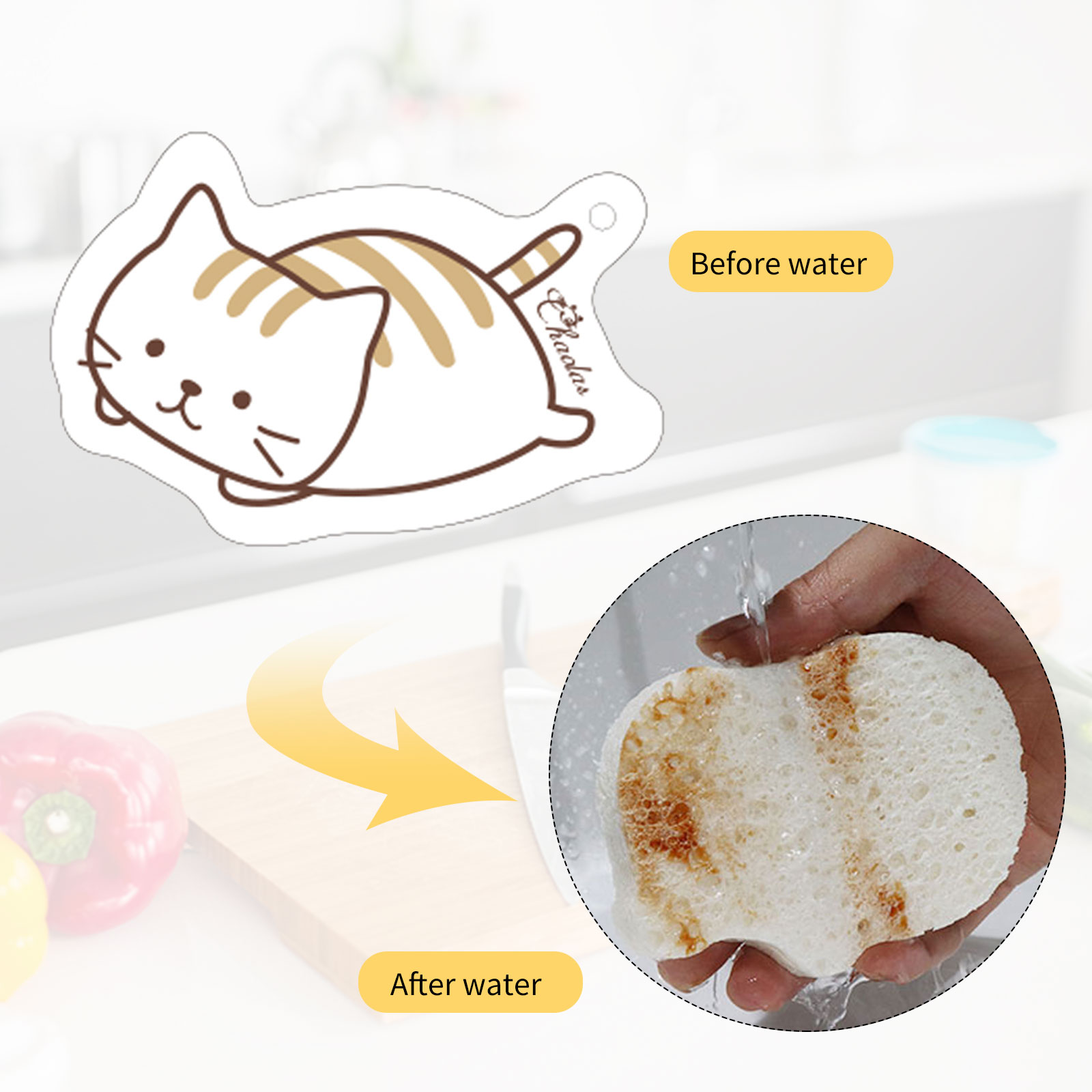 1 pz cartone animato spugna lavapiatti cucina spugne per piatti assorbente asciugatura rapida spugna spazzola strumento di pulizia della cucina