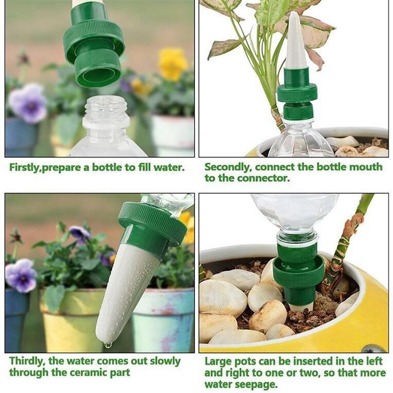 4pcs Sproeisysteem Apparaat Keramische Self Watering Spikes Automatische Bloem Drip Irrigatie Watering Stakes Systeem voor Indoor Outdoor Gebruik
