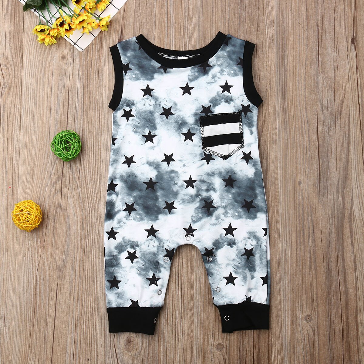 Peuter Baby Boy Kleding Katoen Sterren Mouwloze Romper Bodysuit Jumpsuit Outfits Sunsuit Kleding 0-24M
