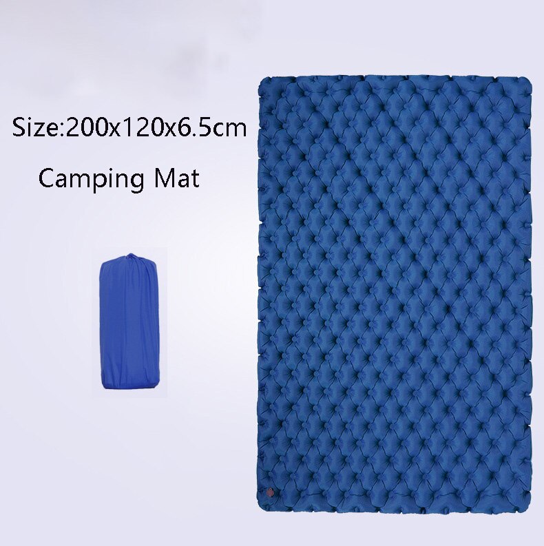 Rooxin Ultralight Camping Mat Inflatable Mattress 2 People Sleeping Pad Waterproof Pad Thickened Camping Mat Air Inflatable bag: Navy