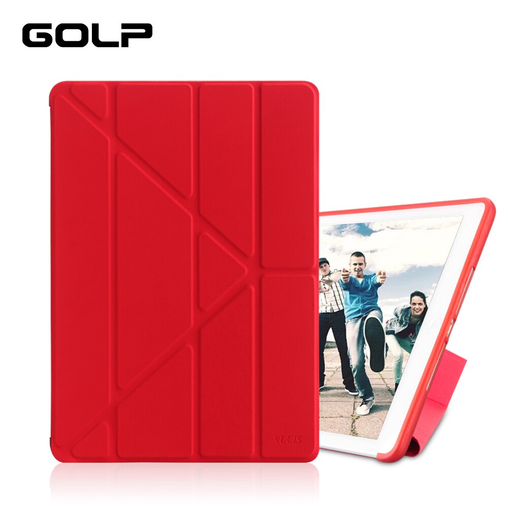 For iPad Air 2 Case , GOLP Ultra Slim PU leather Cover For ipad Air 2 Air 1 with Transparent PC Back Case for iPad 6 Flip Stand