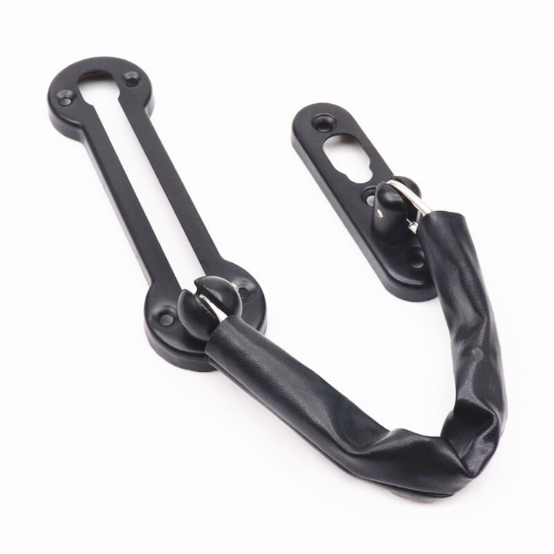 2Pcs Stainless Steel 201 Security Guard Chain Slide Bolt Locks Safety Door Chain Guard Cabinet Latch Anti-theft Door Hardware: Black 2Pcs