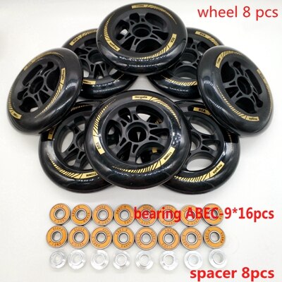 speed skates wheels 90mm 100mm/110mm 85A high respond high duration black color: w 8 pcs n parts