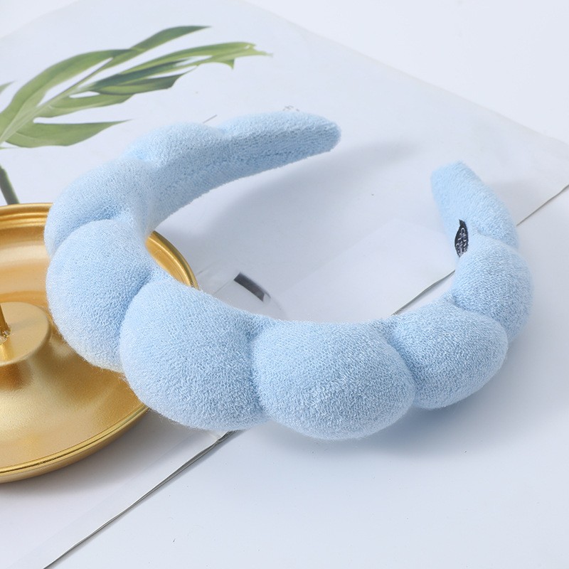 Diadema de esponja a la para mujer, accesorios para el cabello, banda para la cabeza multifunción para lavado de cara, eliminación de maquillaje, banda para el cabello para ducha: LIGHT BLUE