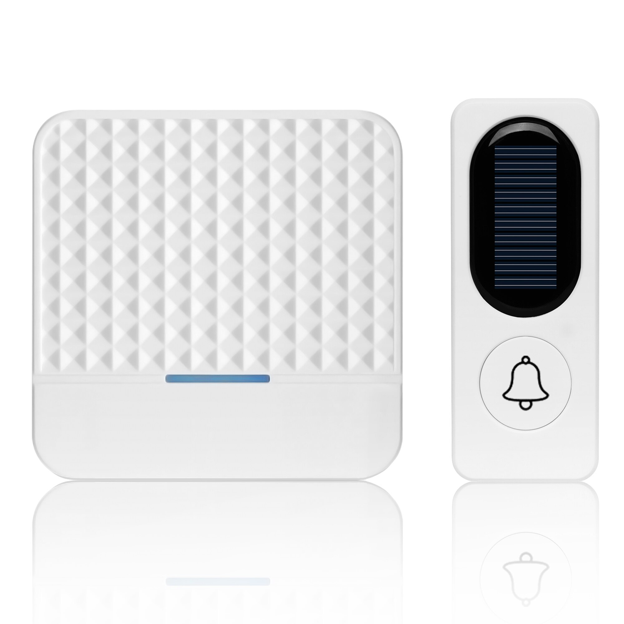 Sonnette solaire sans fil étanche IP65, longue portée de 300m, avec émetteur et prise EU US UK, Kit de sonnette de porte récepteur: WHITE / Prise anglaise