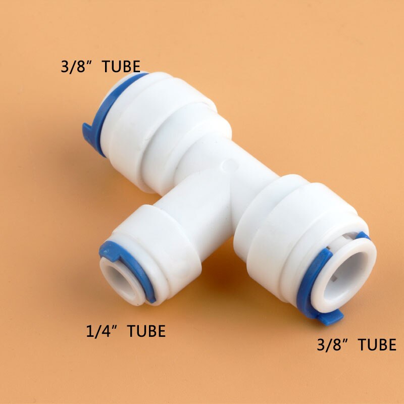 3/8 ”  to 1/4 ” rördiameter chang 6.5mm-9.5mm 3 -vägs tee snabbkoppling push fit ro -systemvatten 323 beslag t tipy fast joint