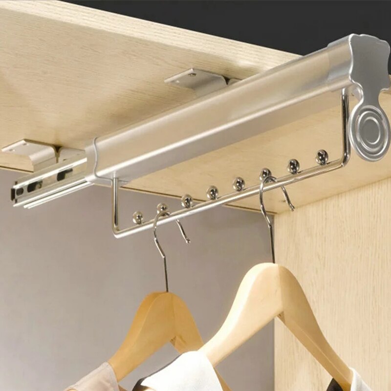 Top Mounted Sliding Pull Out Pull-out Closet Wardrobe Cloth Hanger Rack 25/30/35/40/45/50CM Heavy Duty Retractable Closet