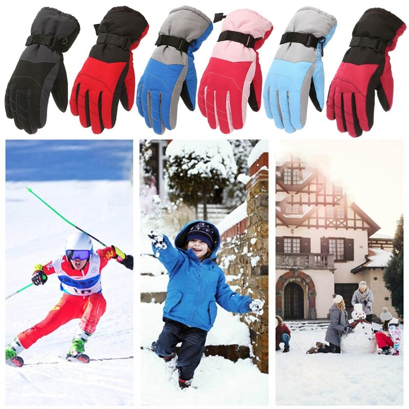 Kids Child Winter Thicken Warm Mountain Snowboard Ski Gloves Windproof Mittens
