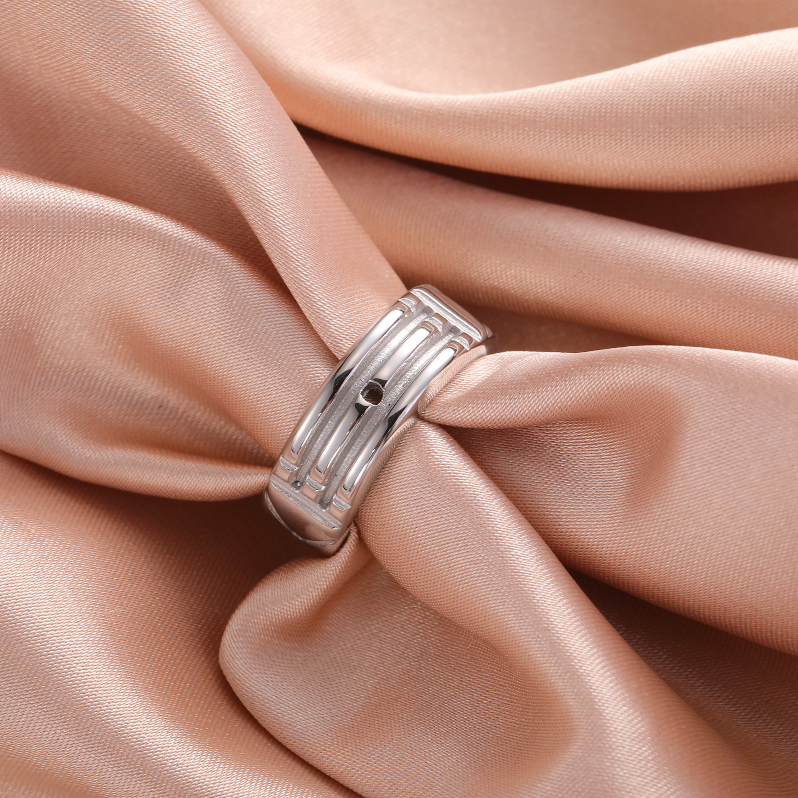 Teamer-Anillo ancho geométrico de acero inoxidable para mujer y hombre, pareja, minimalista, Color plateado, joyería de compromiso