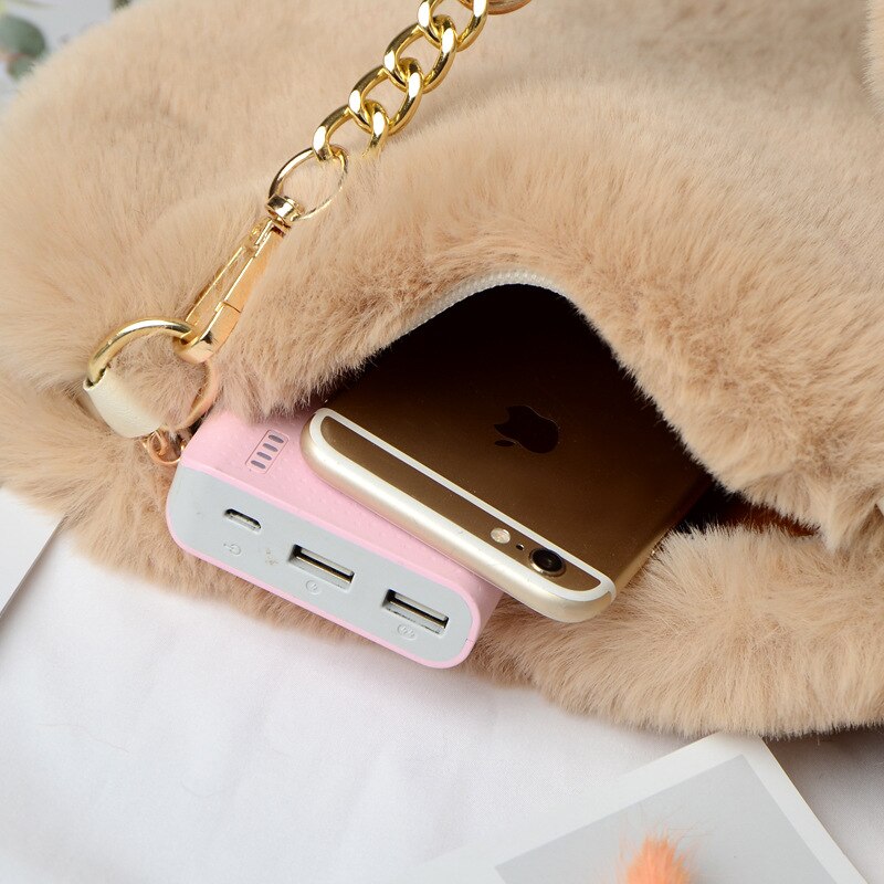 Hartvormige imitatiebont dames handtassen schattige pluche schoudertas chian messenger crossbody tas dames clutch portemonnee liefdestassen