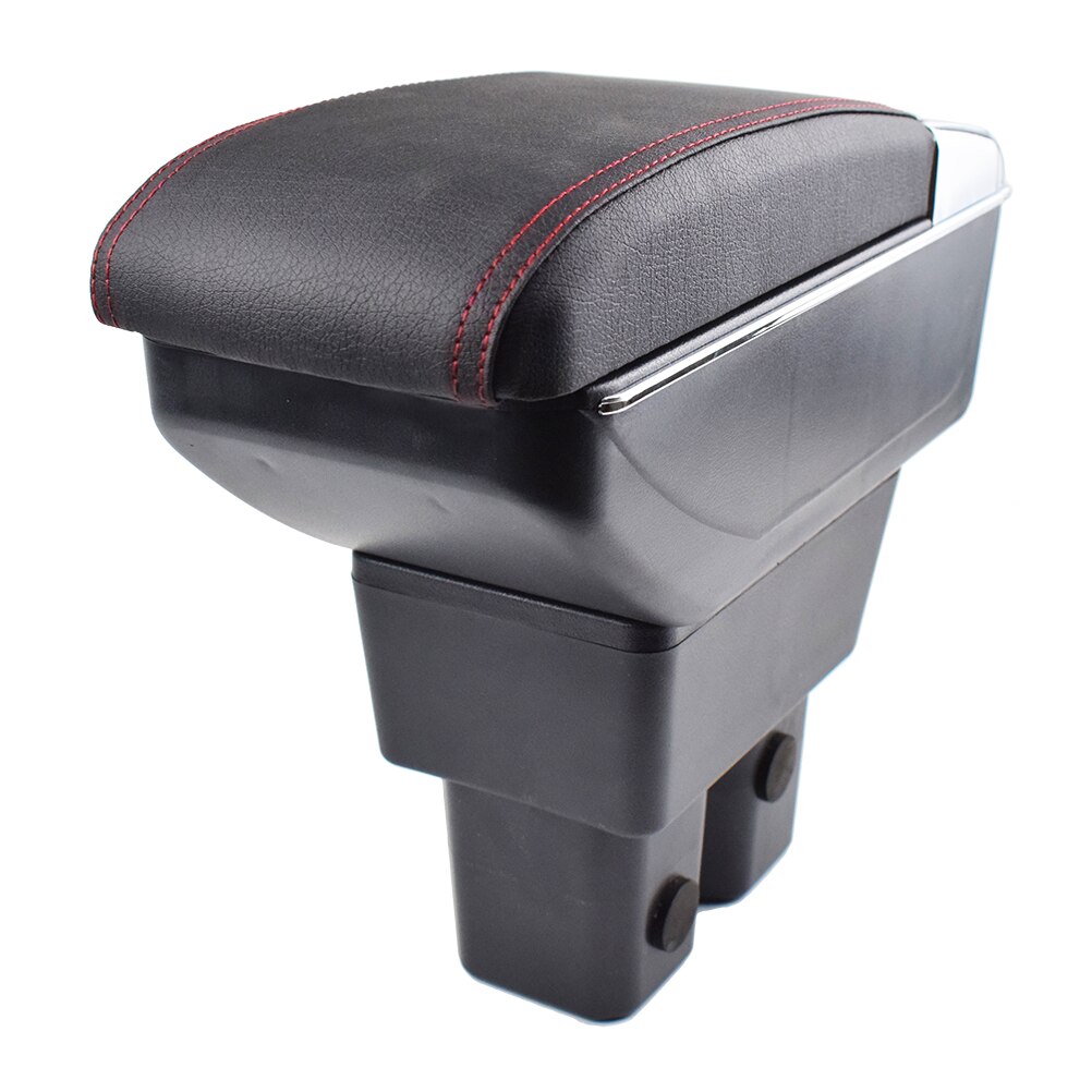 Armrest box For Suzuki Jimny Duel Comfort Storage Black Leather Container Tray Center Console Cup Holder Car Styling: Red Thread