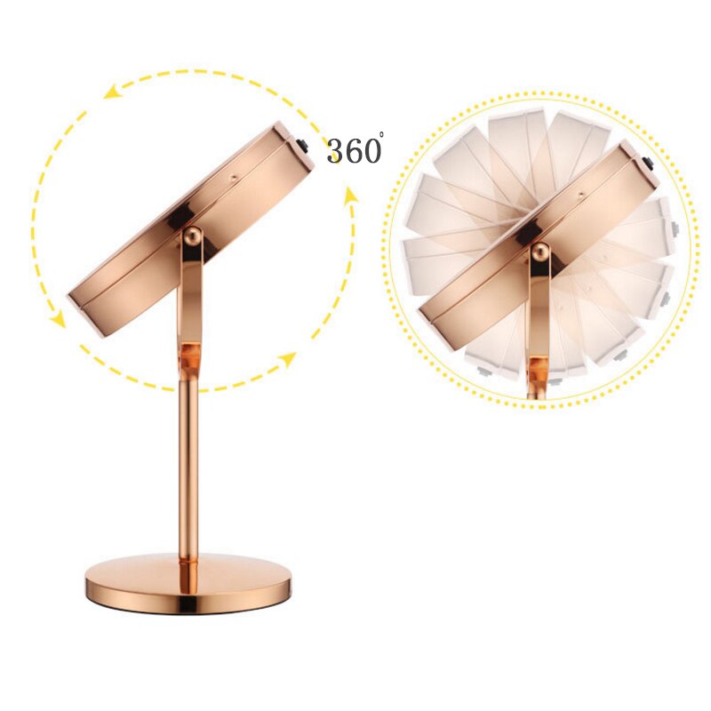 Rose Gold LED Makeup Mirror 2 Face 5X Magnifying Touch Screen Lights Mirror Bathroom Make up Cosmetic Vanity 360 Rotating Mirror