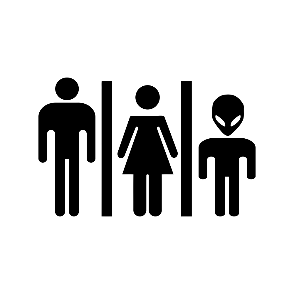 Funny Alien Man Woman Toilet Sign DIY Wall Stickers Portrait Vinyl Bathroom Toilet Door Sign Decor