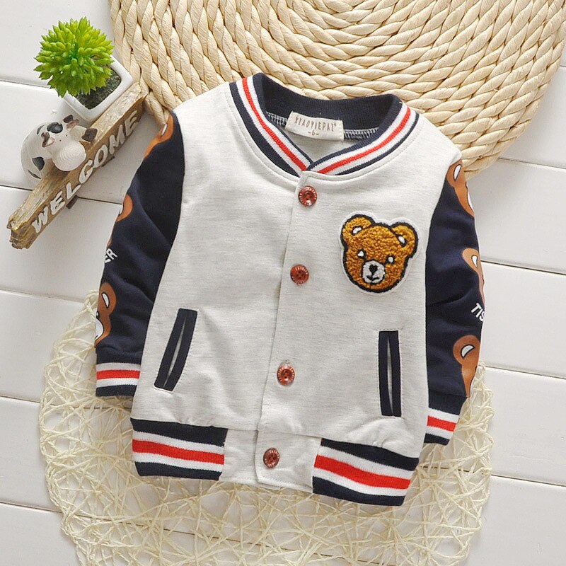 Veste teddy pour enfant, nourrisson,vêtement d'extérieur, sweat-shirt de , à la , costume, blouson de base-ball pour garçons, enfants et bébé, collection de mi-saison,: GRIS / 110cm