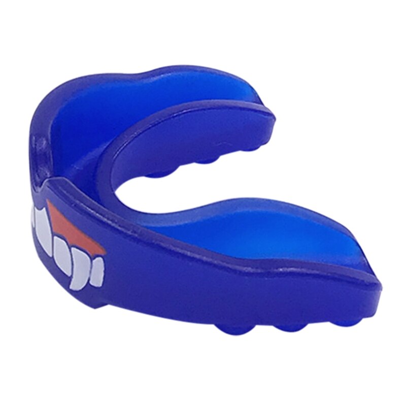 Mundschutz Zahn Gedruckt Lebensmittel Grade EVA Oral Zähne Sicherheit Protector Outdoor Boxen Fußball Training Zubehör ZH: Blau