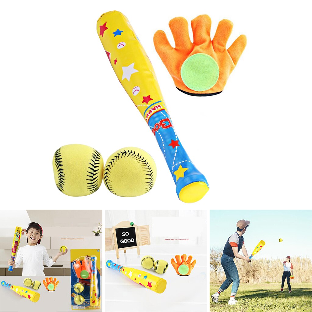 Mini-baseballset aus weichem schaumstoff, bestehend aus 2 bällen , 1 schläger und 1 handschuh für kleinkinder