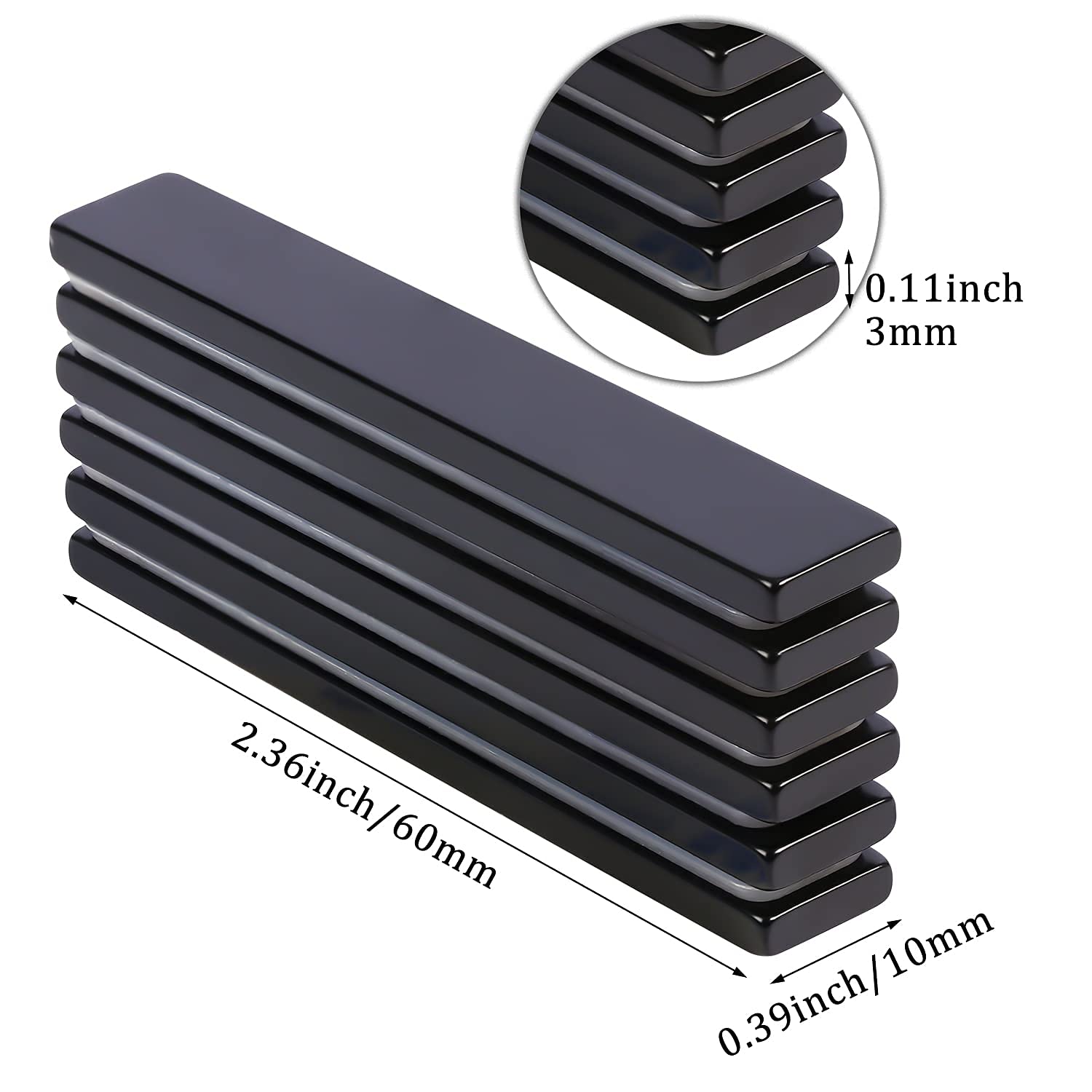 Waterproof Sturdy Neodymium Bar Magnets Powerful Rare Earth Magnets with Epoxy Coating and Double-Sided Adhesive for Shower Door