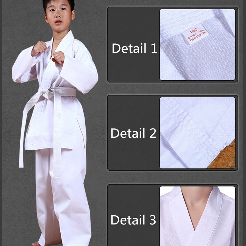 Dobok Taekwondo Uniform For Kids Adults Kyokushin Karate Unisex White WTF Beginner Withe Belt Training Suit Sport Clothing
