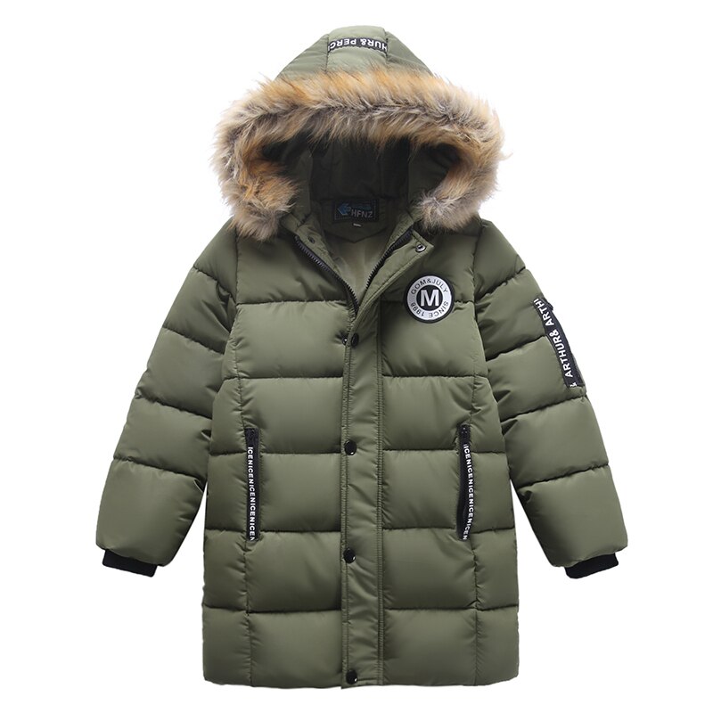 Mannelijk kind gewatteerd jasje met een kap kind winter katoen gewatteerde jas kind medium-lange verdikking down