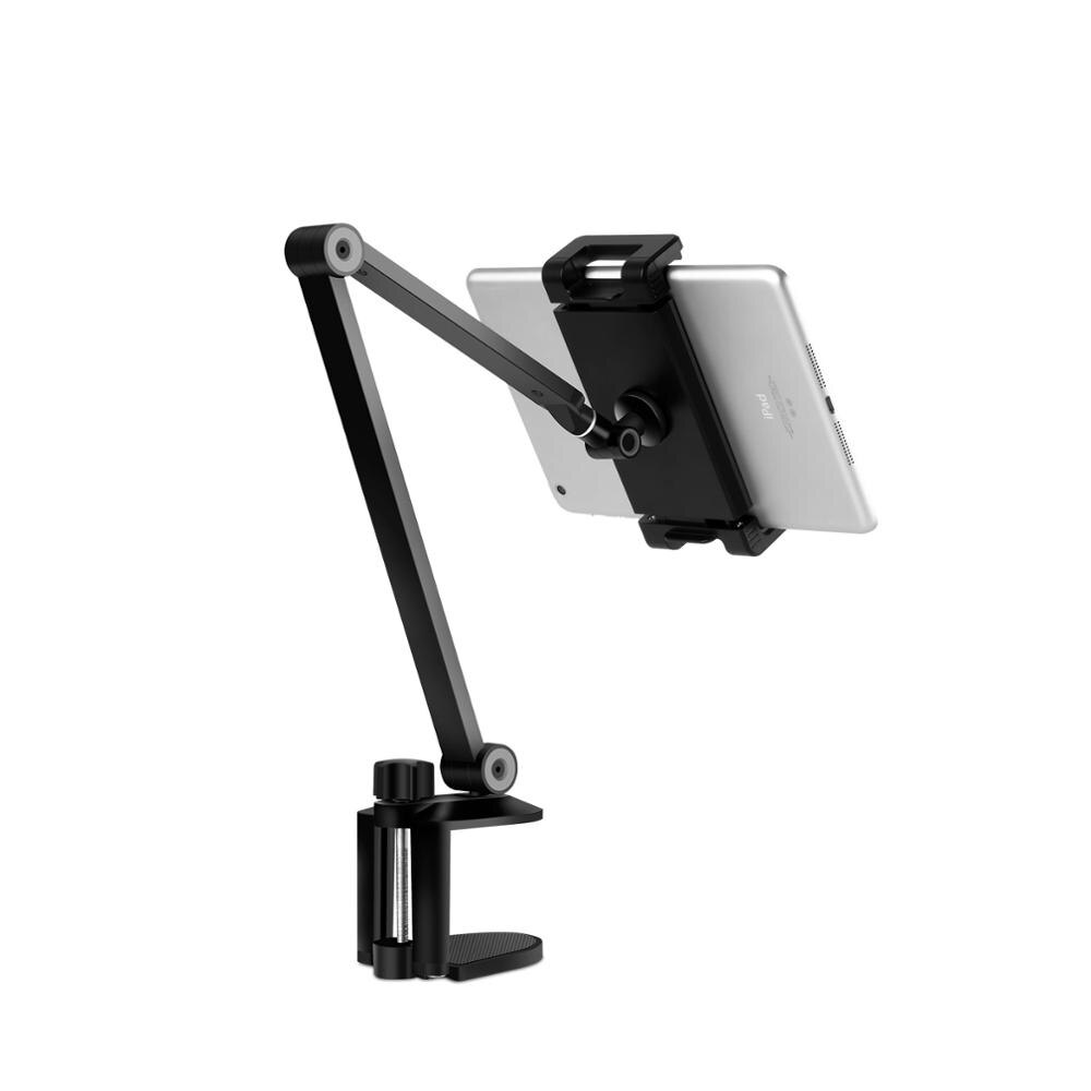 Desk Clamp Tablet Stand Aluminum Rotating Arm Adjustable Mobile Phone Holder Table Mount for 4 - 13 '' iPhone iPad: Black