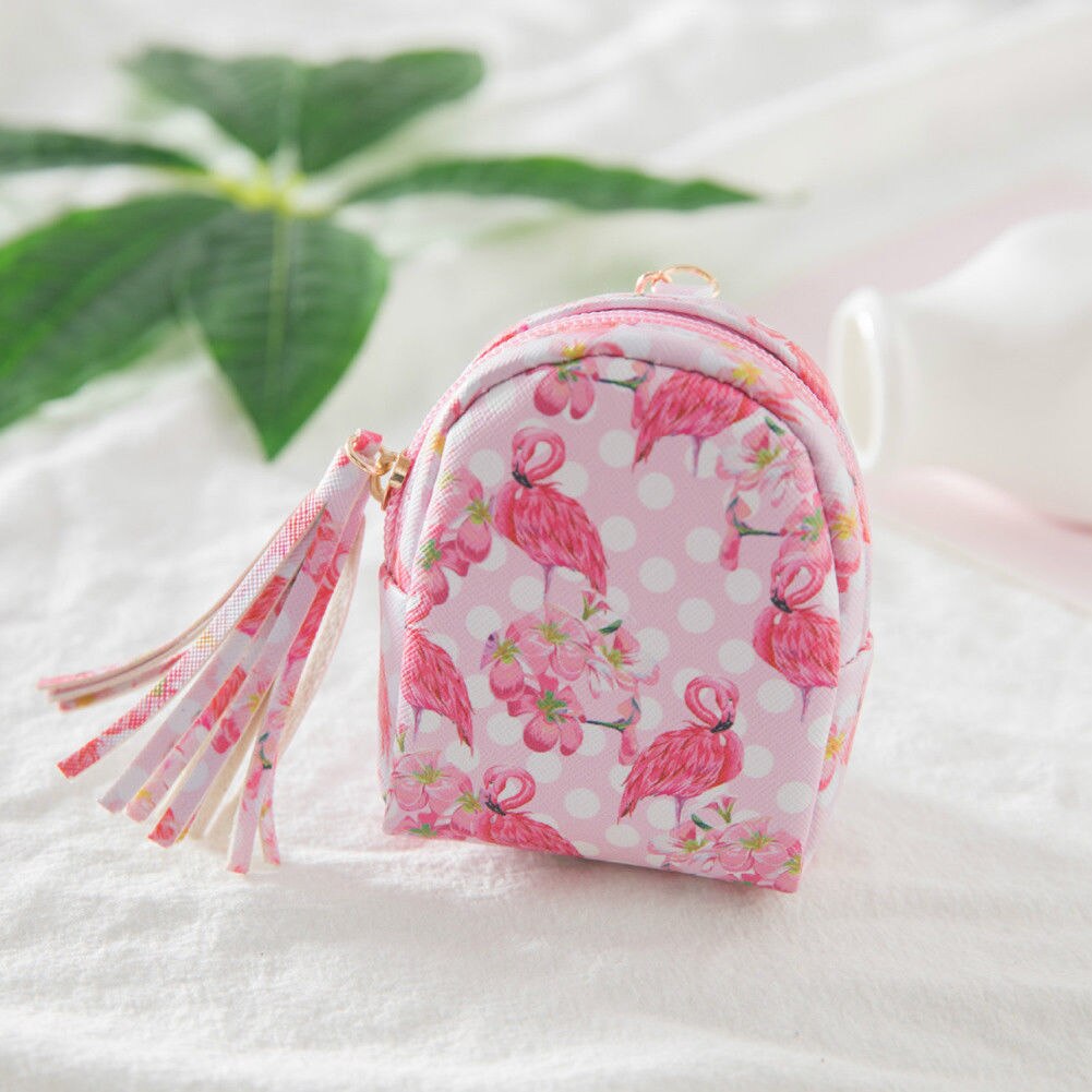Leuke Vrouwen Meisje Portemonnee Mini Flamingo Pu Rits Portemonnee Sleutelhouder Pouch Portemonnees: D