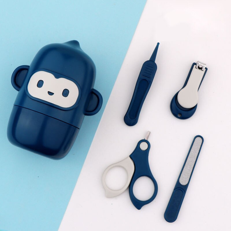 Mondhygiëne Kit Voor Babykamer Baby Nail Cutter Nail File Cutters Draagbare Nail Care Tool Voor Manicure Met Doos Voor pasgeborenen Van 0: Blue monkey