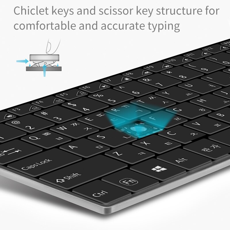Korean Letters Keyboard Mini Wireless Keyboard and Mouse Set Multimedia Shortcut Keys Long Life Battery English/Korean Layout