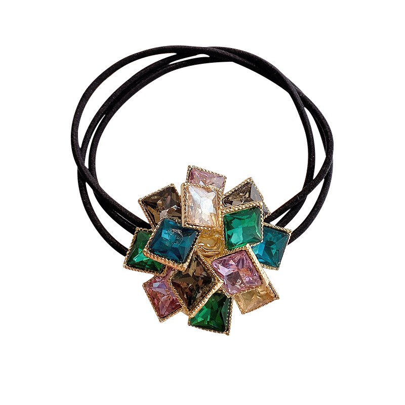 Cinta elástica coreana para el pelo, banda para la cabeza con diamantes de imitación de cristal, coletero de de lujo a la , Accesorios para el pelo