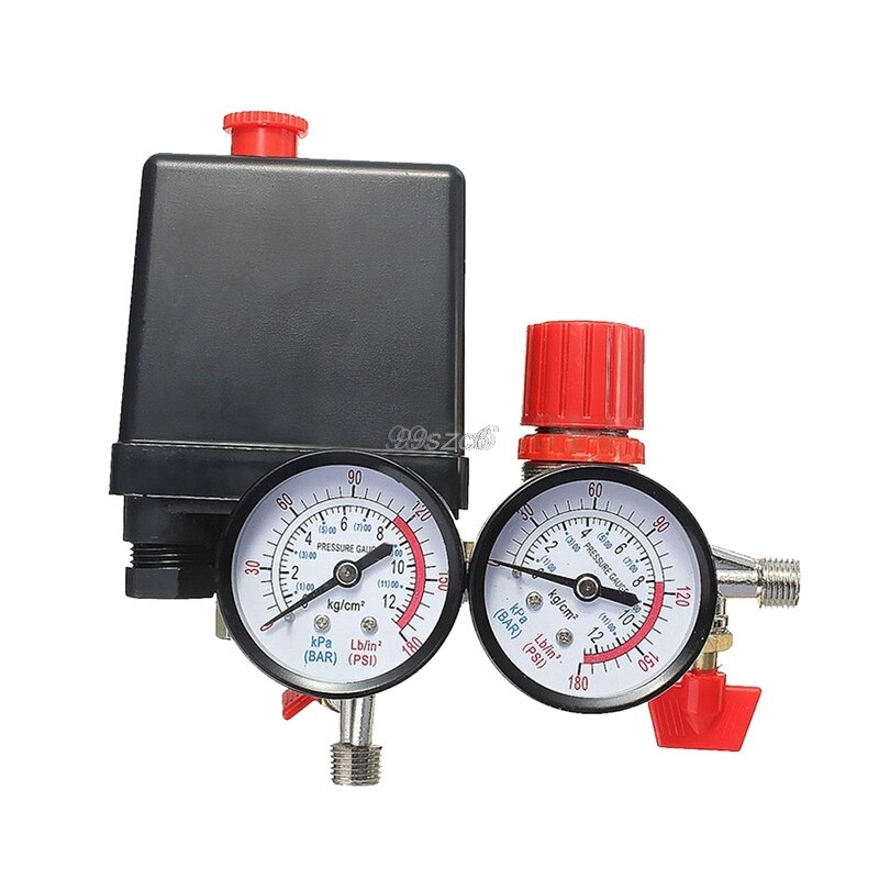 Air Compressor Pressure Valve Switch Manifold Relief Regulator Gauges 120PSI 1Pc