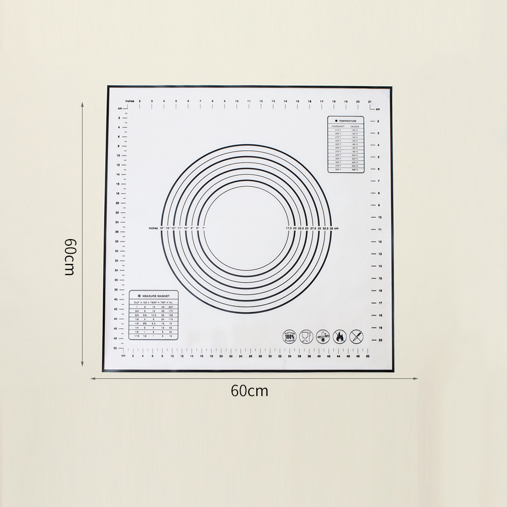 Mata do wyrabiania ciasta mata silikonowa do pieczenia Pizza ciasto Maker ciasto kuchnia łopatka grillowa gadżety pieczenia maty stołowe podkładka: 60x60cm Black