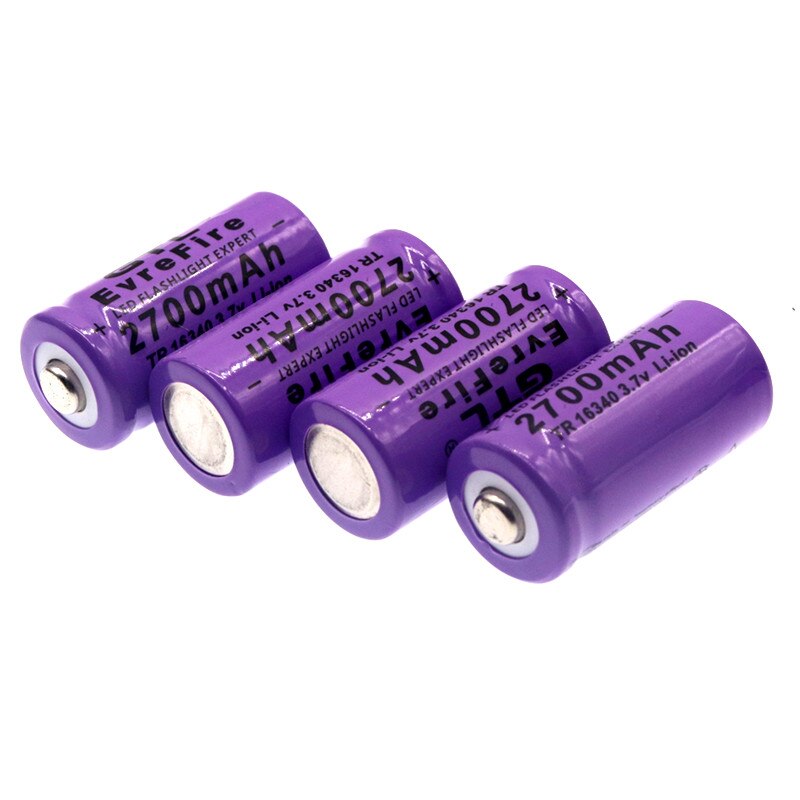 100% 2700mAh Rechargeable Li-ion 16340 Battery UniversALBC LED Flashlight Expert 2700mAh LS 16340 3.7V Li-ion Purple Color