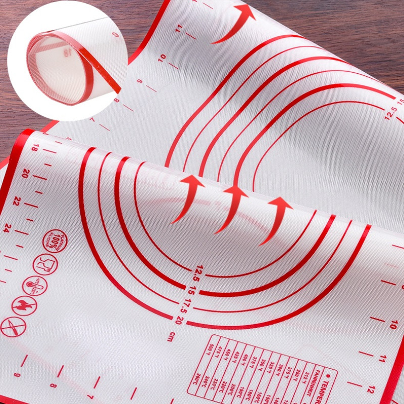 Venlohome 80 x 60cm siliconen bakmat met schaalverdeling, antiaanbaklaag, deegmat, bakmat, ovenvoering, glasvezel