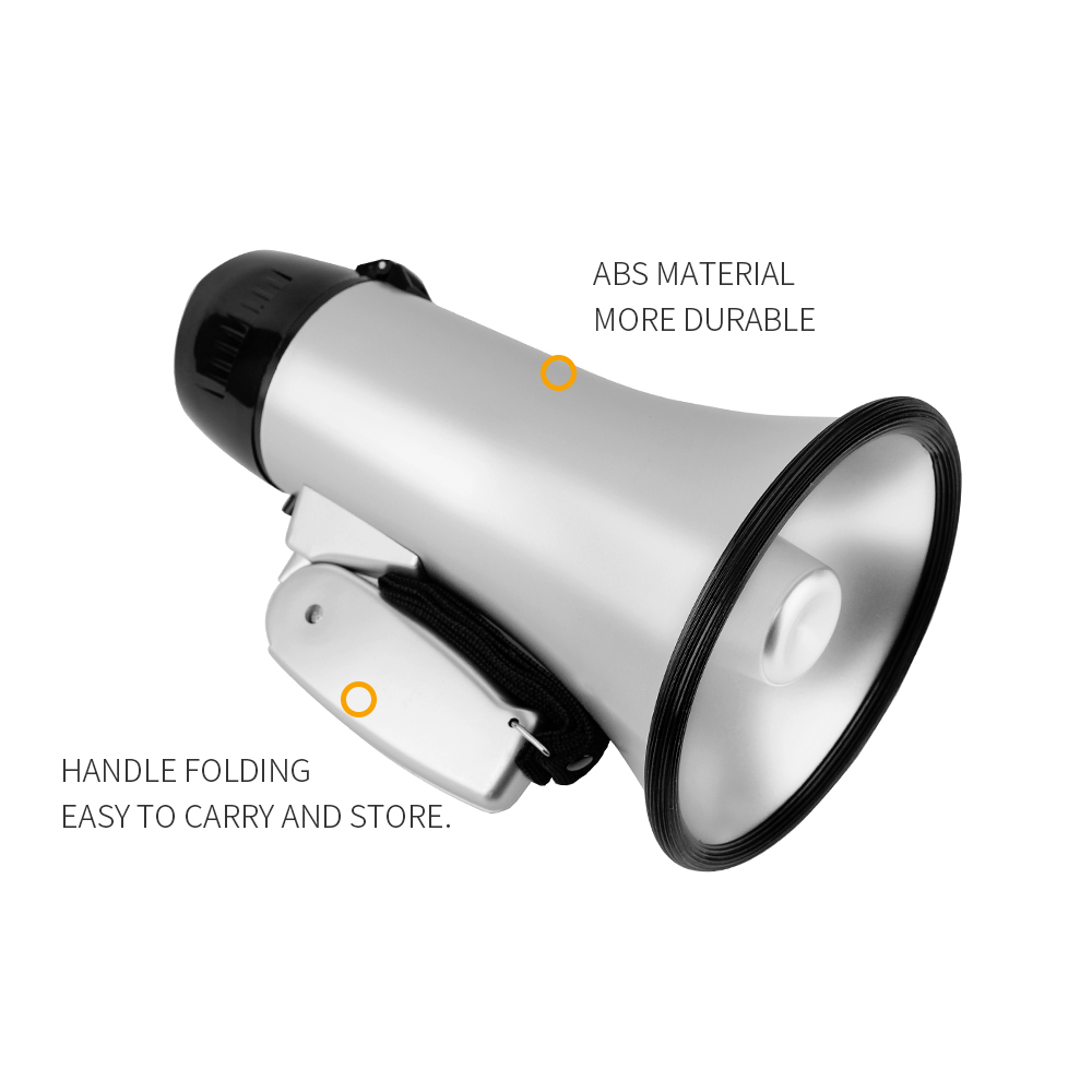 Portable 25 Watt Bullhorn Megaphone Siren Loud Speaker Recording Horn Tour Guide Speakers