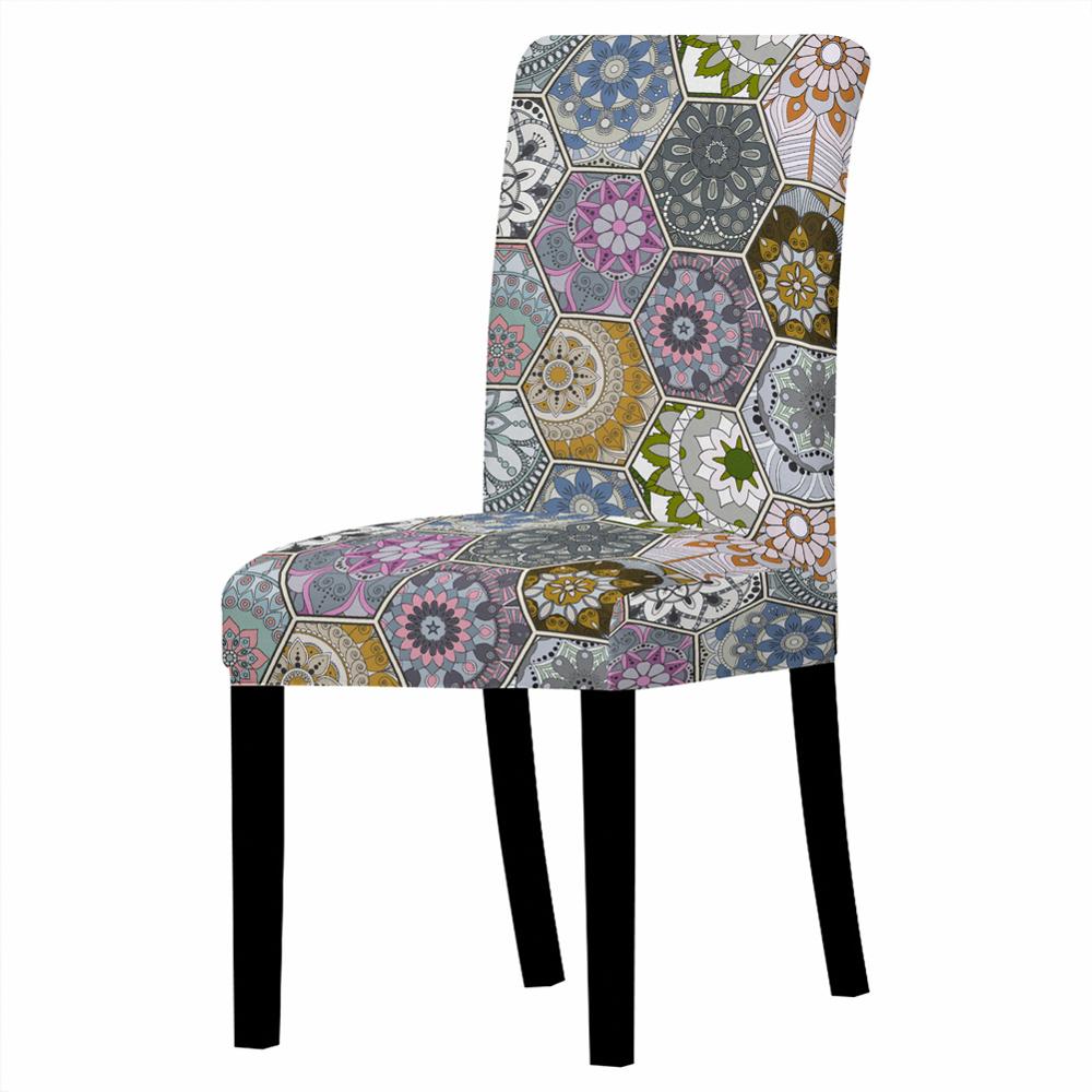 Funda para silla con estampado Floral de Mandala 3D, cubierta para sillas de comedor, espalda alta, decoración para fiestas y bodas
