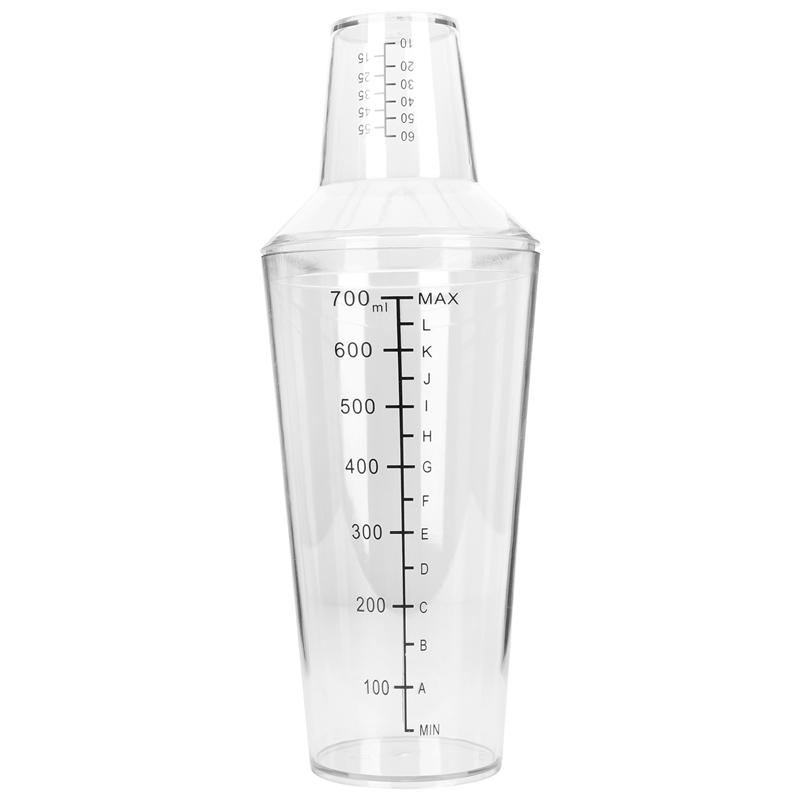1 Transparent PC Cocktail Shaker Milk Tea Making Cup Bar Drinks Hand Shaker Cocktail Milk Tea Mixing Cup With Scale 700ML/500ML: 700ml 26x9.5cm