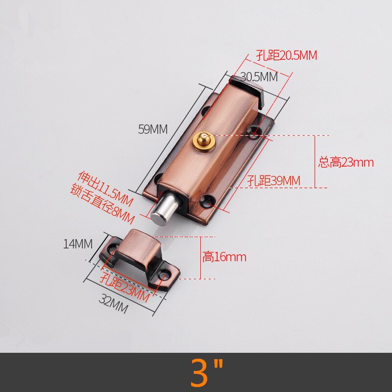 Stainless Steel Spring Loaded Door Latch Bolt Brass Push Release Button Old-fashioned Automatic Spring Latch Lock: 8
