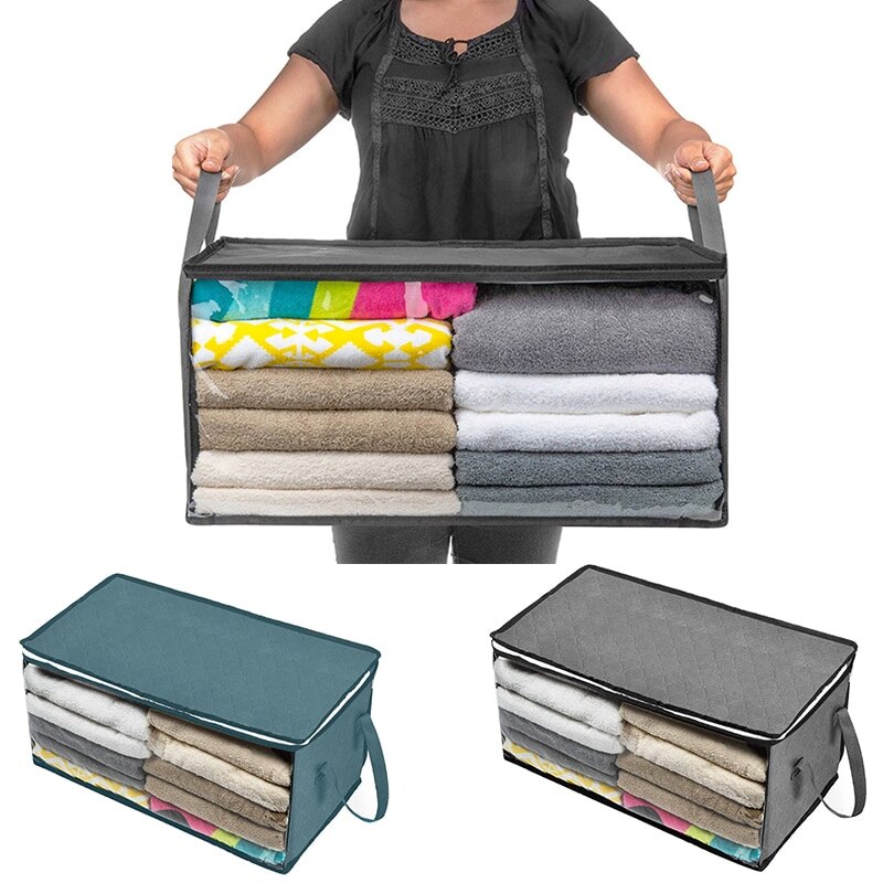 Tøj dyne opbevaringspose tæppe skab trøje arrangør boks sortering poser skab container til trave camping flytte hus
