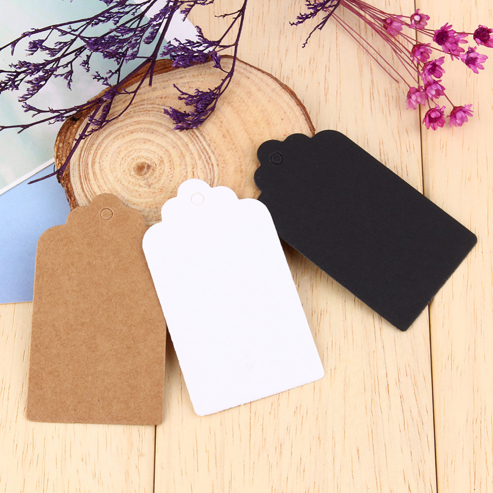 100pcs Paper Tags Kraft Paper Tag Head Label Festival Note DIY Blank Price Hang Tag Birthday Wedding Party Paper Cards Tag