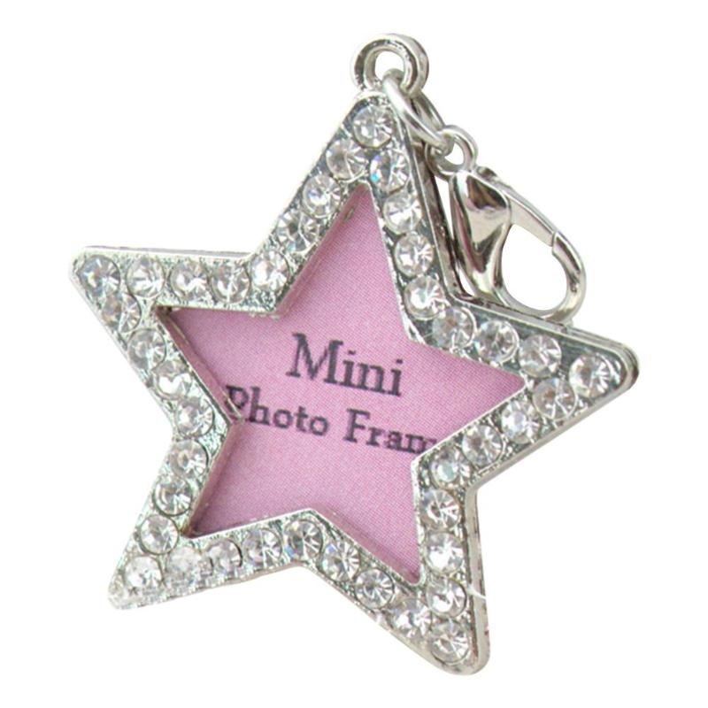 Mini etiqueta de identificación para mascotas, colgante con nombre, dirección, bricolaje, diamantes de imitación, tarjeta antipérdida para perros y cachorros, suministros para Collar para mascotas: (Star)