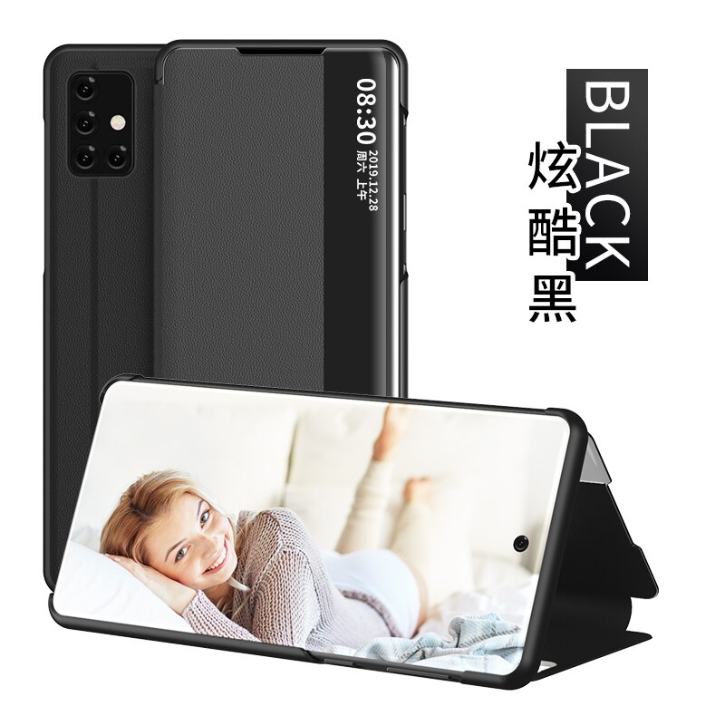 accorto Visualizza Caso di Vibrazione per Samsung galassia A71 fundas Lusso originale Supporto Magnetico in Pelle Astuccio UNA 71 SM A715 A715F copertura del telefono: nero