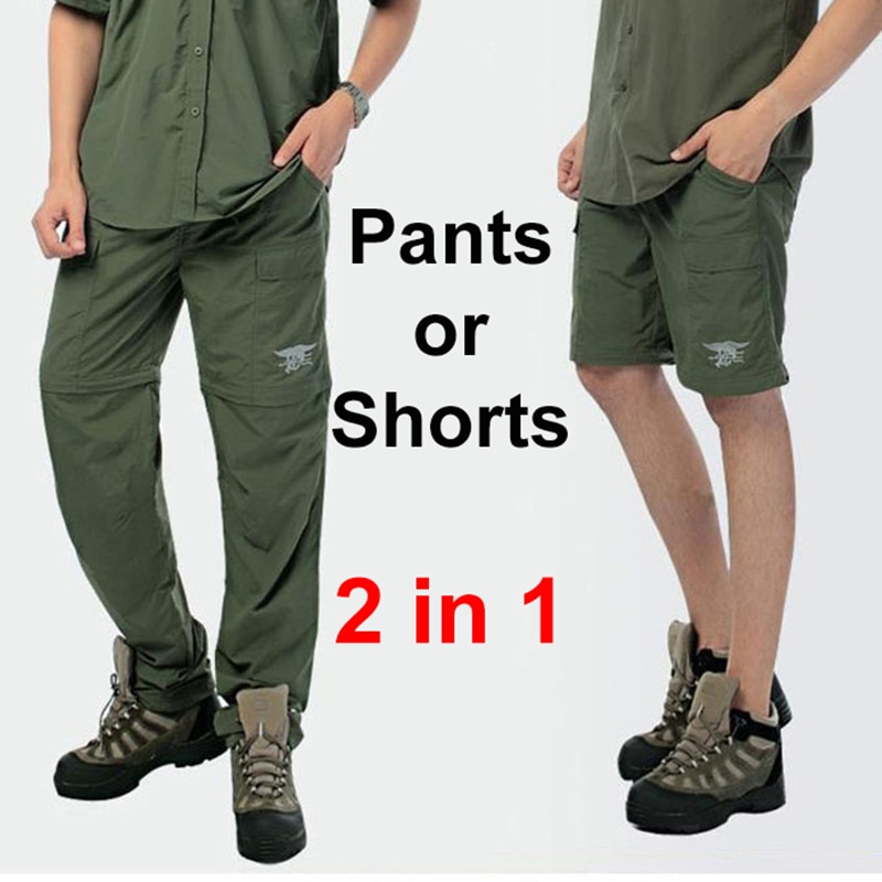 Outdoor Hiking Sports Detachable Pants Men Summer Trousers Anti-UV Quick Drying Lightweight Can be a pair of Shorts