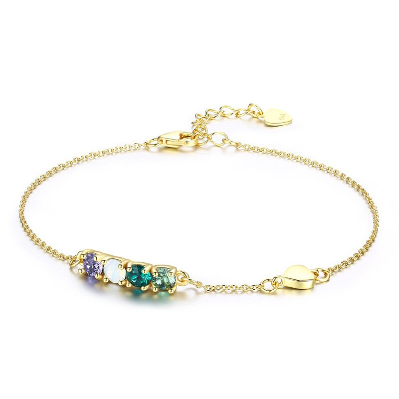 Luxus kristall Armband 925 Sterling Silber gold farbe Kette Link Armband Für Frauen Karabiner Armband Hochzeit Schmuck: Default Title