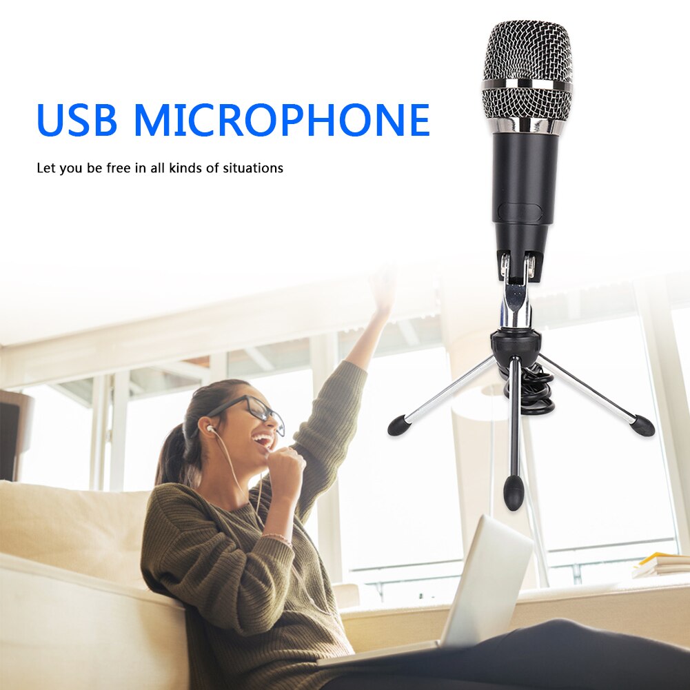 USB Condenser Microphone Desktop Omnidirectional Recording Mic for Computer Studio Online Meeting