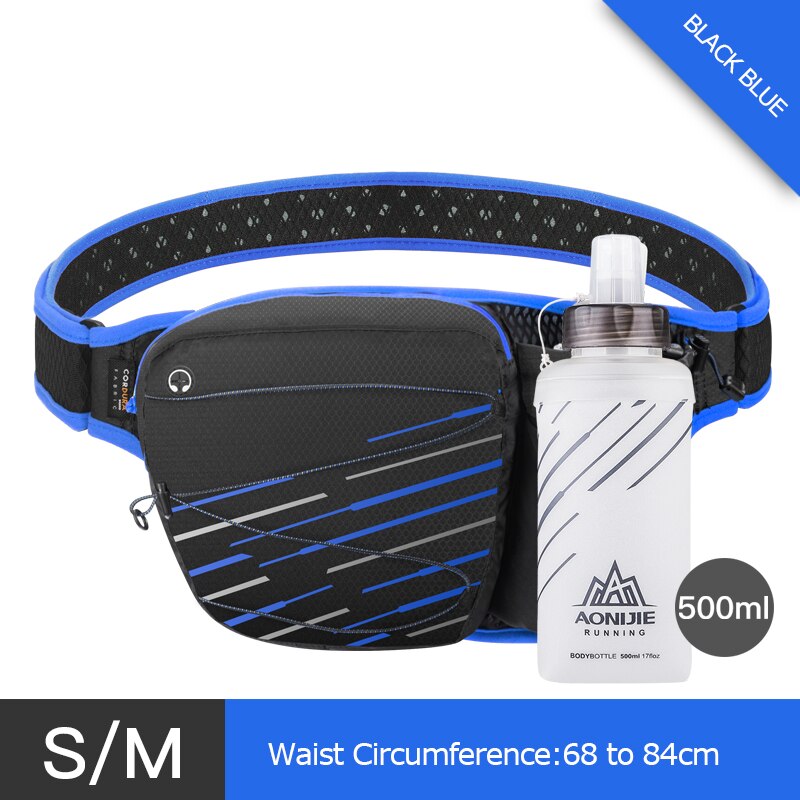 AONIJIE W949 Marathon Jogging Cycling Running Hydration Belt Waist Bag Pouch Fanny Pack Cell Phone Holder For 500ml Water Bottle: SM Blue Bottle